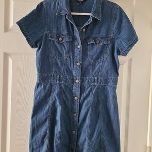 Denim Overall Dress With Pocket